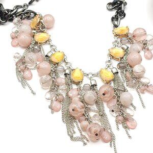 Large Pink and Yellow Statement Necklace